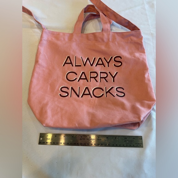 Always Carry Snacks Pink Tote Bag Two Handles - Picture 8 of 10